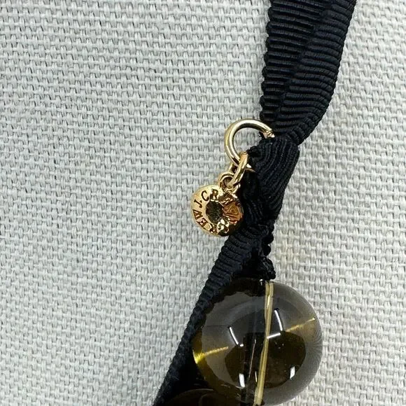 J. Crew Necklace Glass Rhinestone Ribbon Beaded Tie Closure Estate Costume - Picture 5 of 8